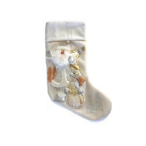 White Felt 3D Christmas Stocking Santa Snowman by Prima Creations